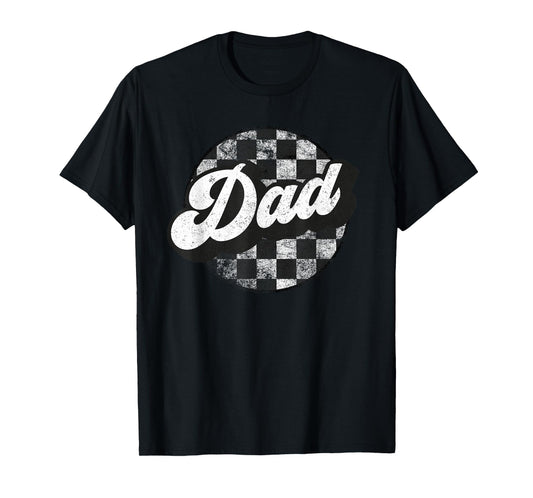 Funny Retro Checkered Dad Race Vintage Matching Family T-Shirt