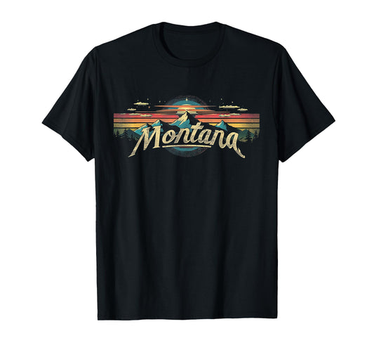 Montana -Cool Funny Graphic Vintage Men Women Kids Mountains T-Shirt