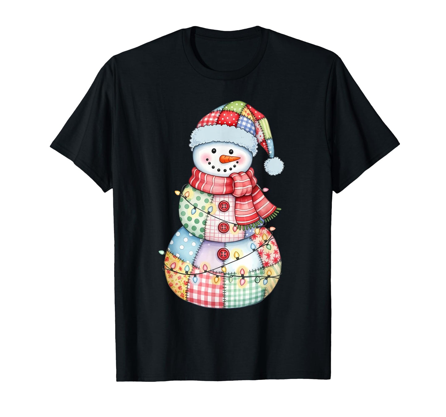 Patchwork Snowman Preppy Girly Christmas Xmas Holiday Kids T-Shirt