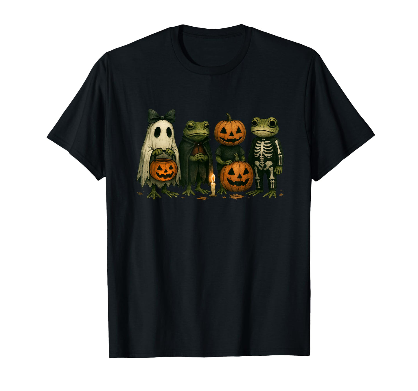 Spooky Skeleton Frog Cute with Pumpkin and Creepy Vibes T-Shirt
