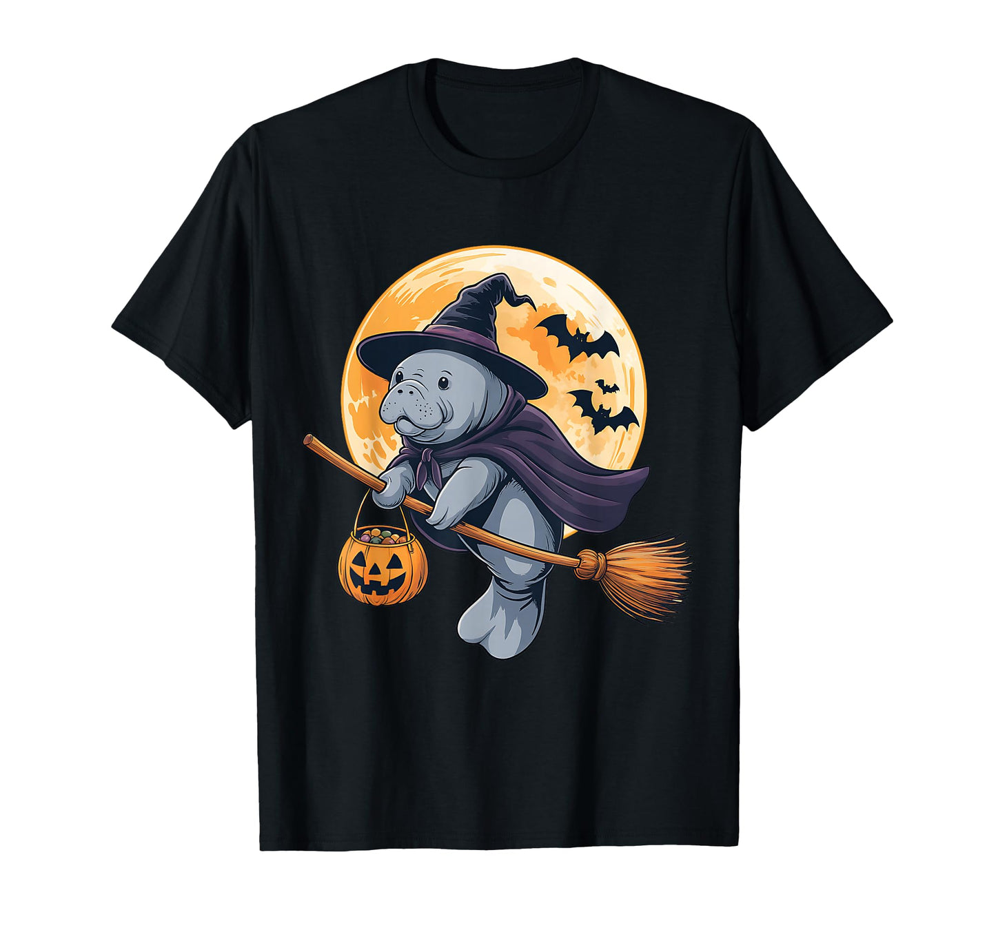 Manatee Halloween Witch Hat Pumpkin Costume Men Women Kids T-Shirt