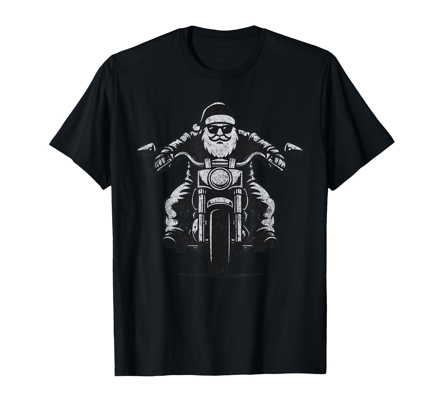 Santa Motorcycle Christmas Vintage Funny Biker Xmas T-Shirt
