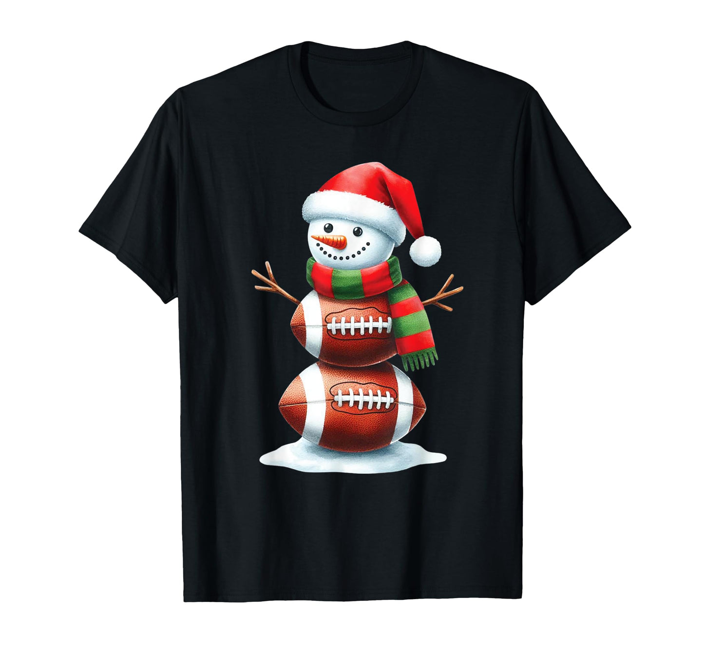 Christmas Football Women Men Kids Christmas Snowman Football T-Shirt