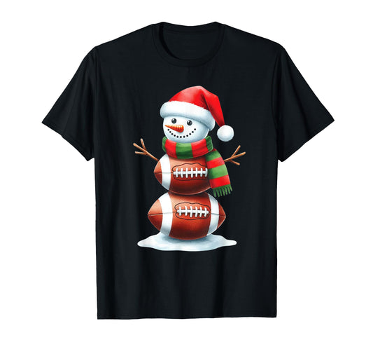 Christmas Football Women Men Kids Christmas Snowman Football T-Shirt