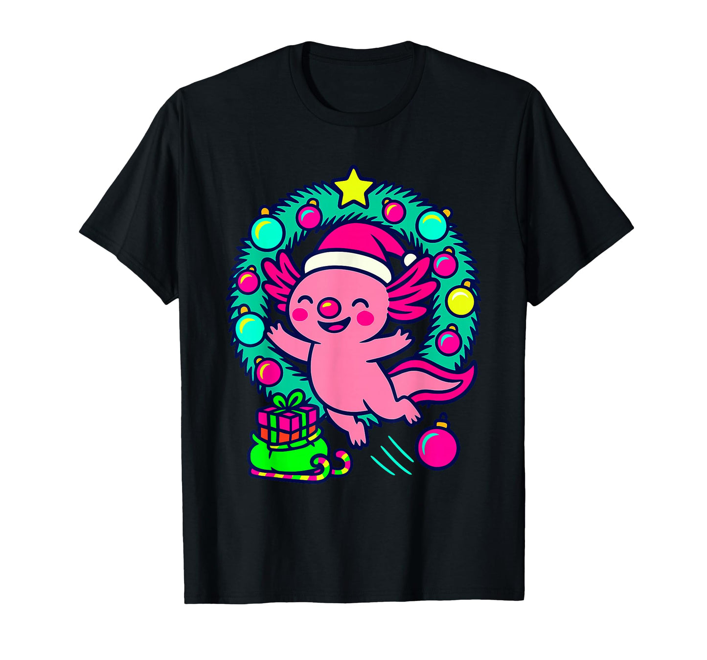 Ugly Christmas Axolotl Funny Xmas Holiday Party T-Shirt