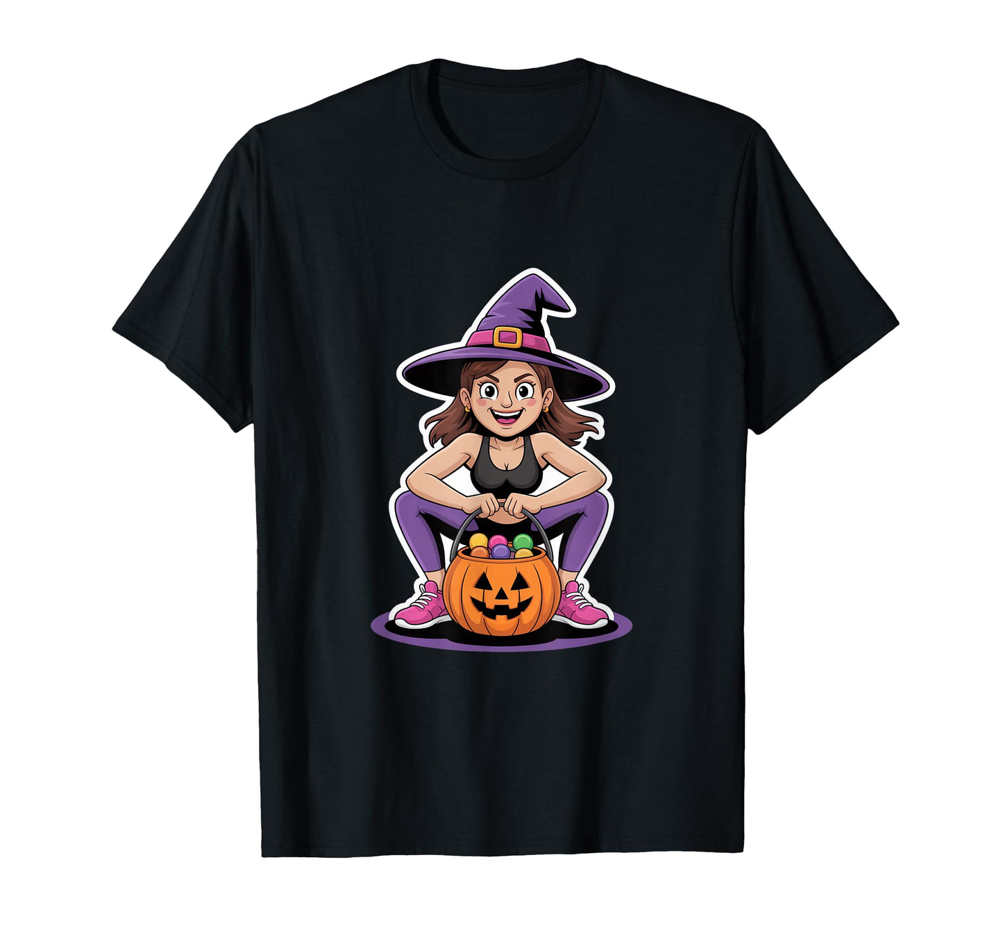 Witch Trick Or Treat Halloween Candy Bucket T-Shirt