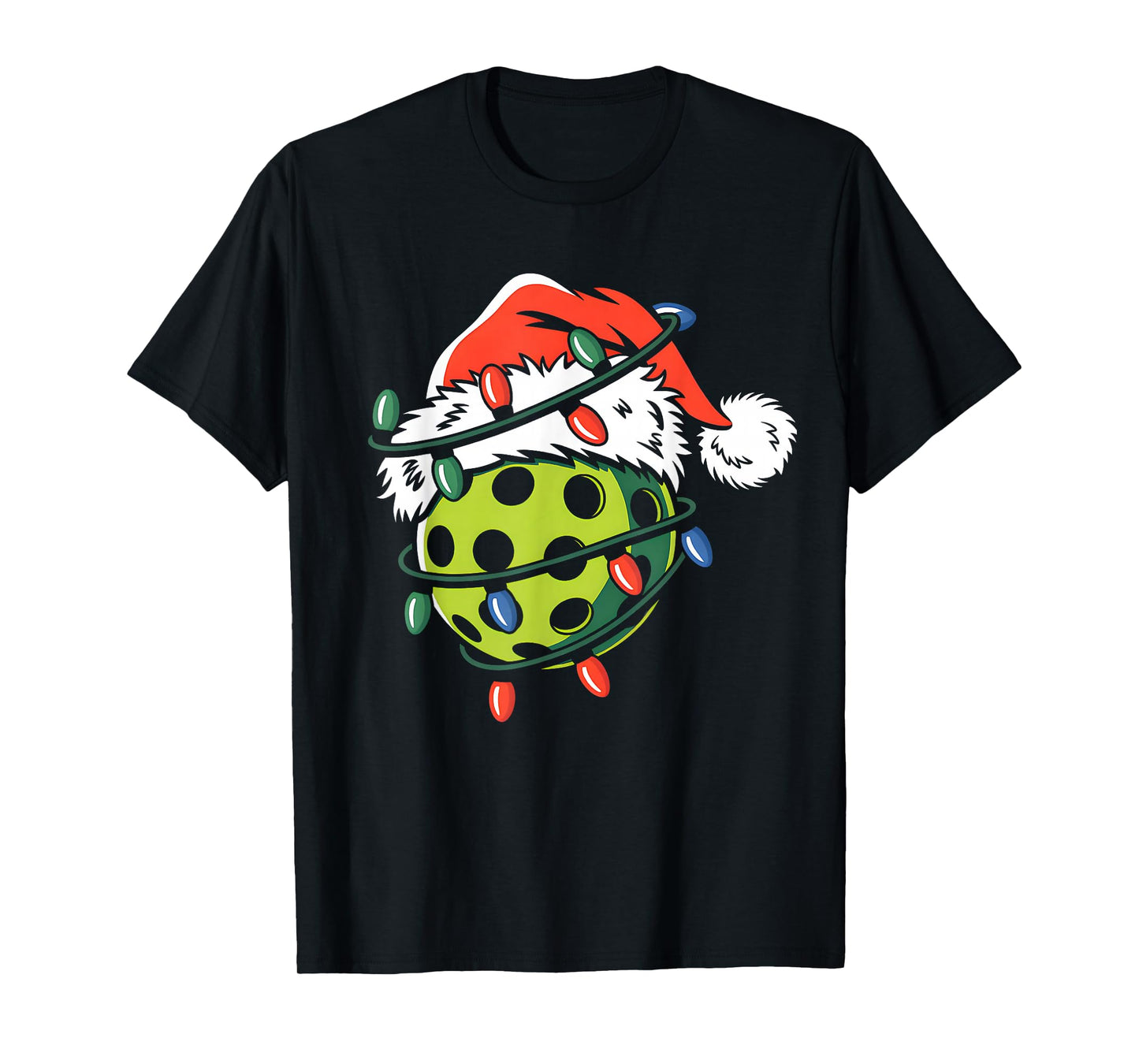 Pickle Ball Ball Santa Hat Xmas Funny Christmas Men Women T-Shirt