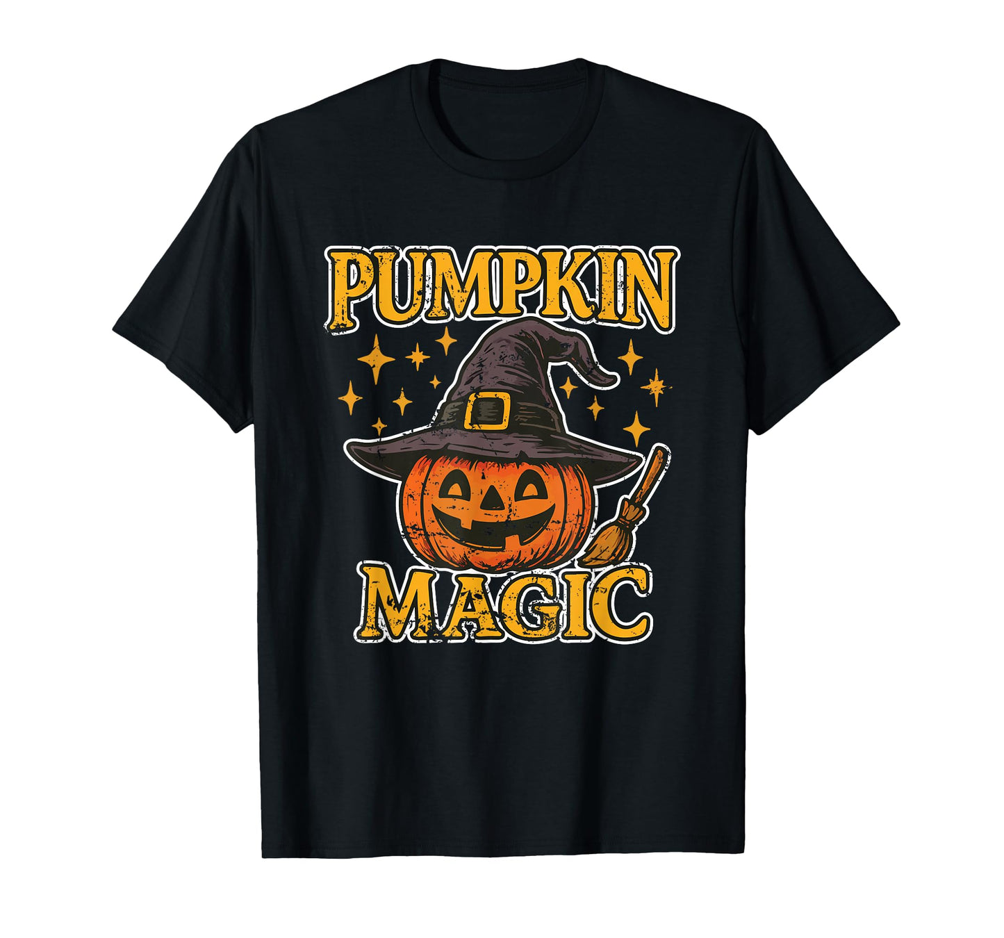 Pumpkin Magic Witch Hat Broom T-Shirt