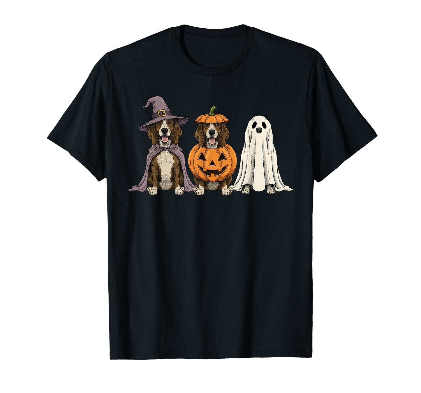 Spooky Ghost Plott Hound Pumpkin Halloween Dog Lover T-Shirt