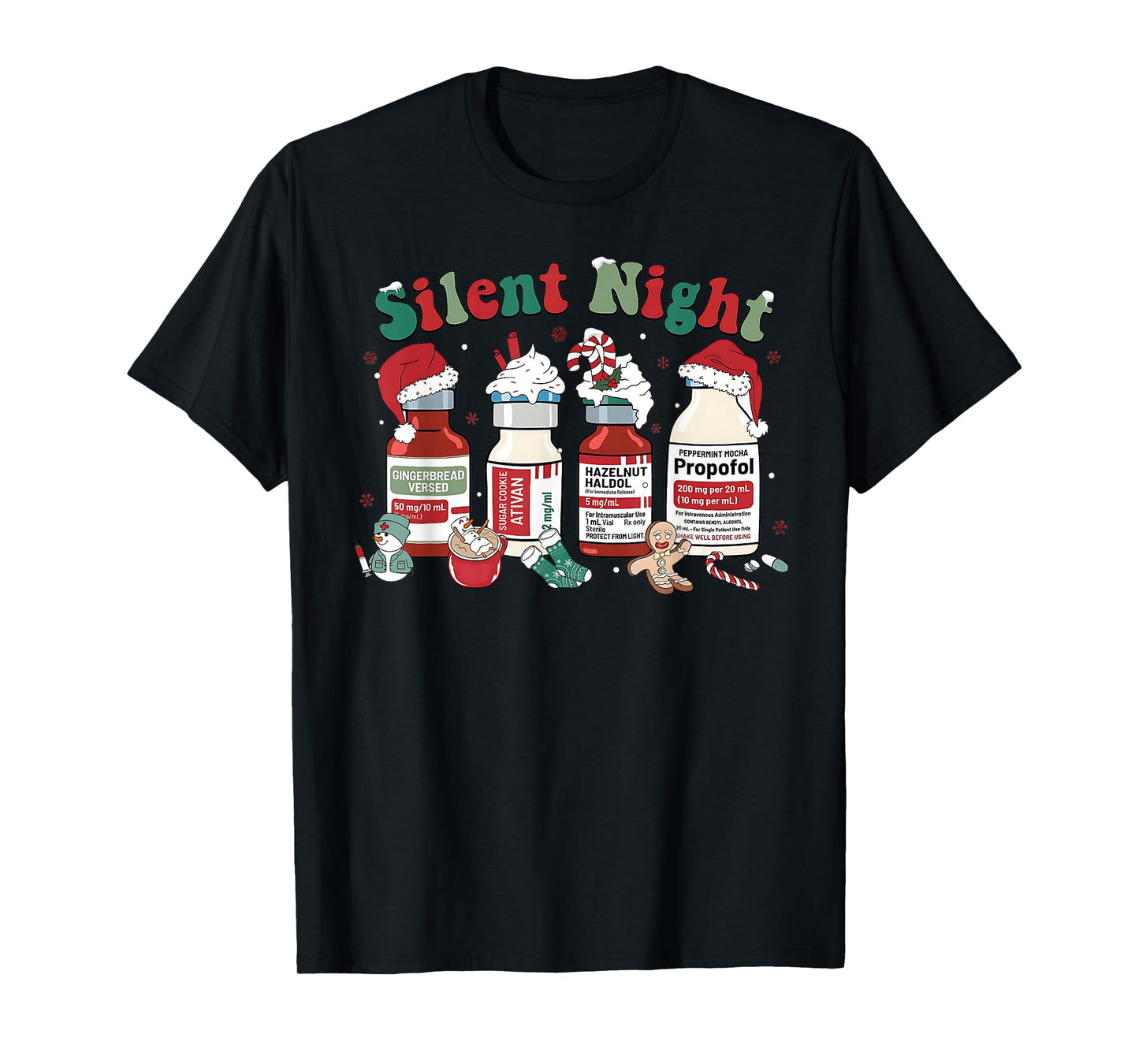 Retro Propofol Silent Night ICU Nurses Funny Merry Christmas T-Shirt