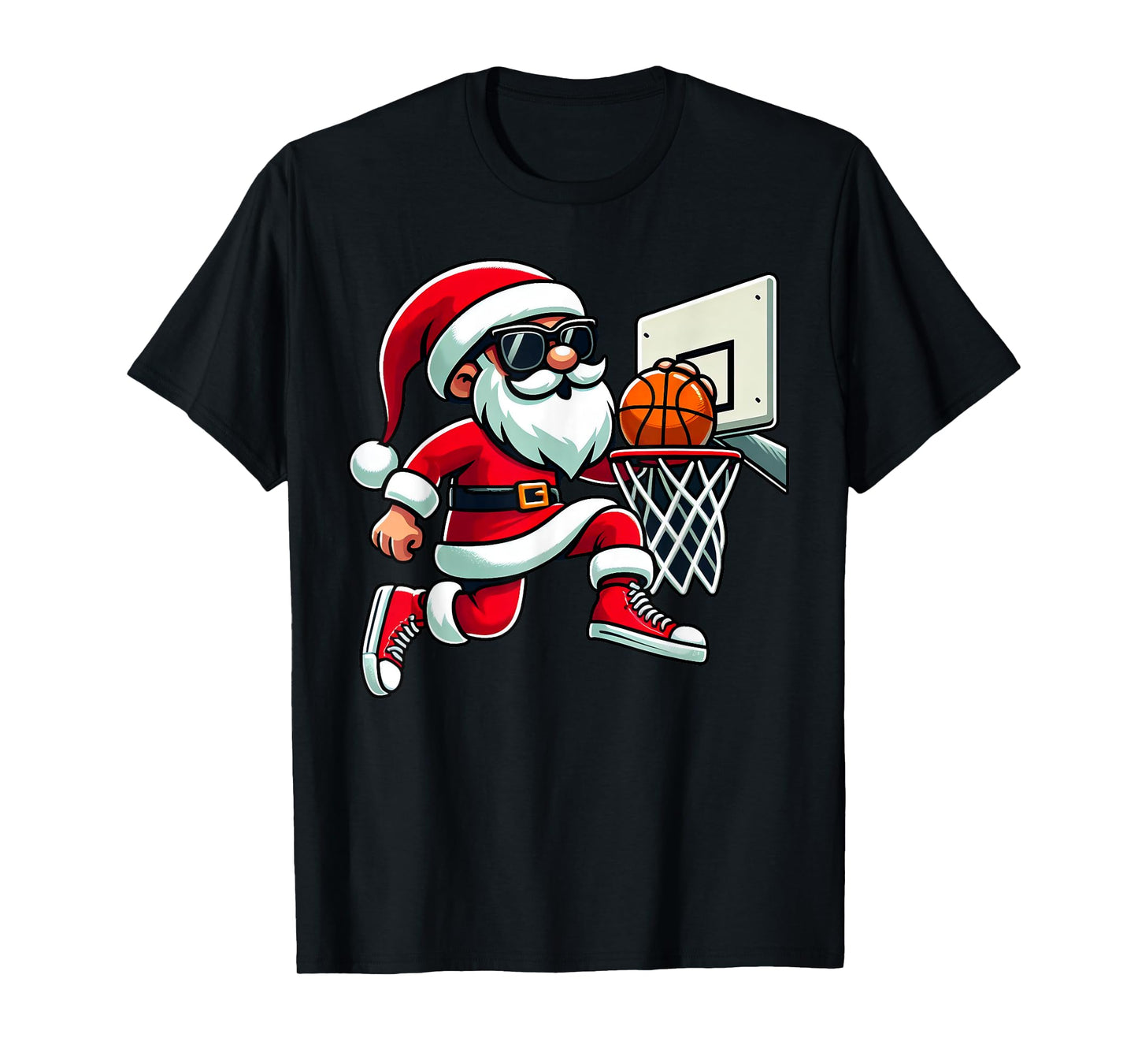 Christmas Santa Claus Dunking A Basketball Boys Kids Xmas T-Shirt