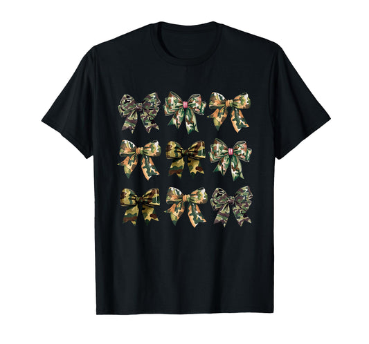 Camouflage Camo Bow Girls Camo Coquette Bow Hunting Women T-Shirt