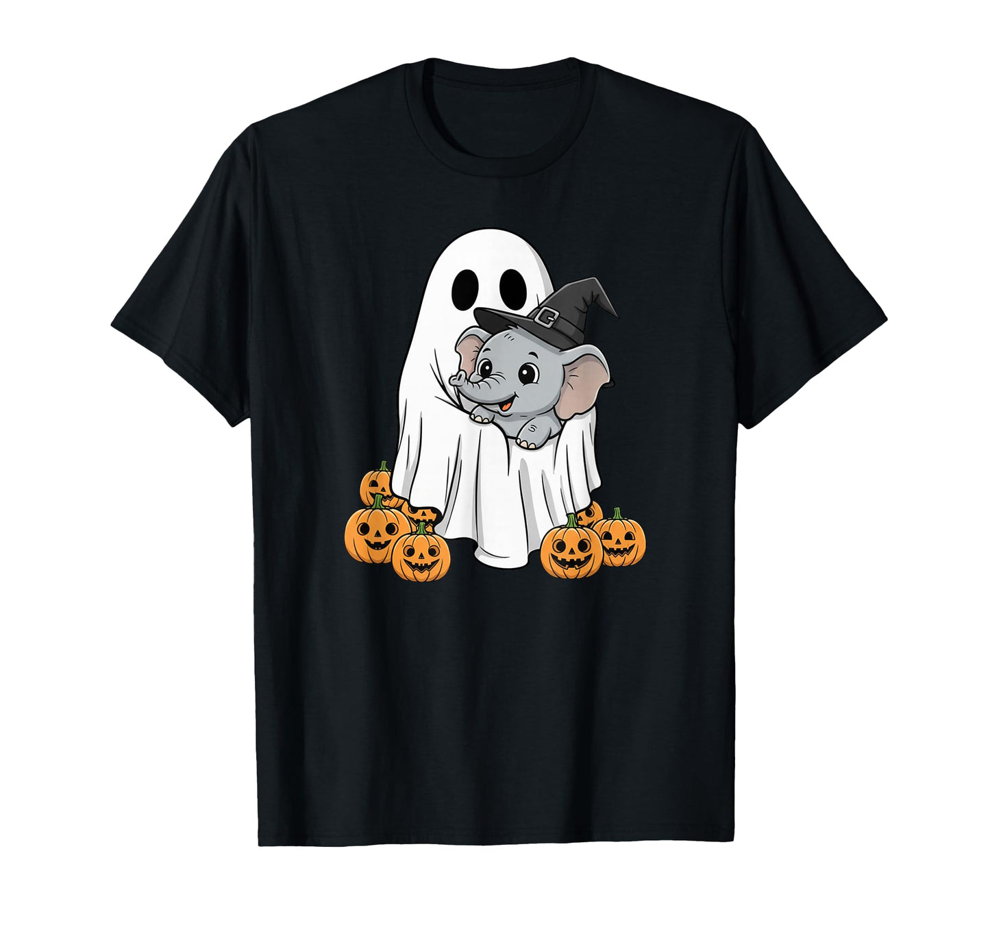 Funny Ghost Elephant Pumpkin Halloween Kids Mens Womens T-Shirt
