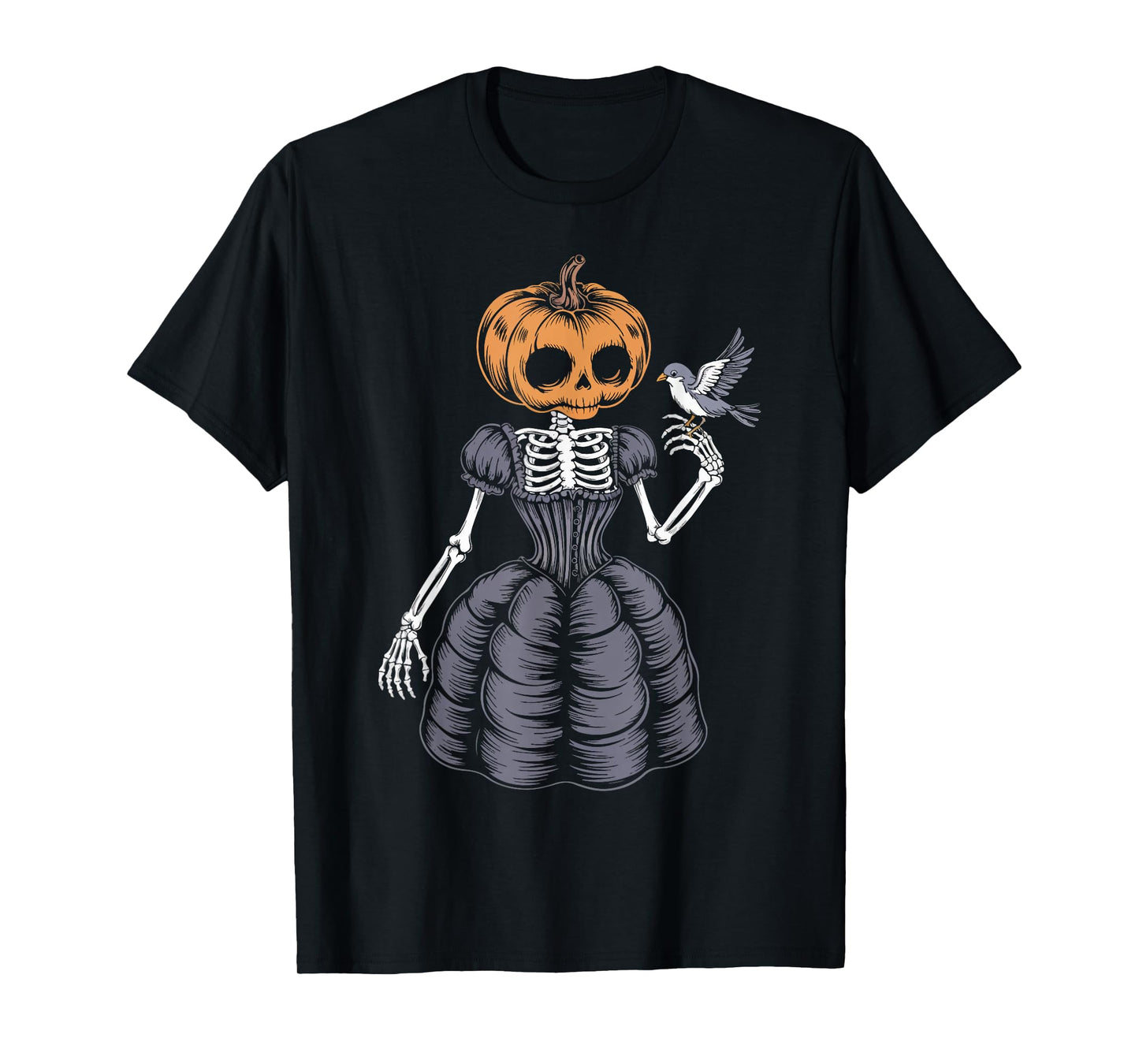 Skeleton Pumpkin Gothic Halloween T-Shirt