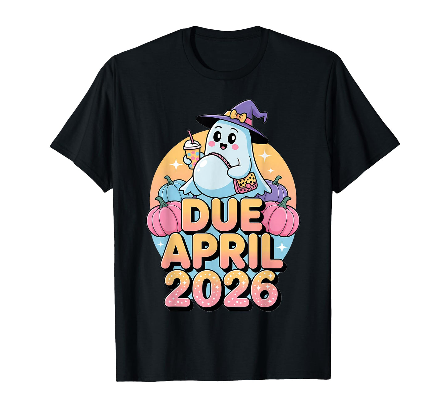Halloween Pregnant Due April 2026 Mama Ghost Baby Mom T-Shirt