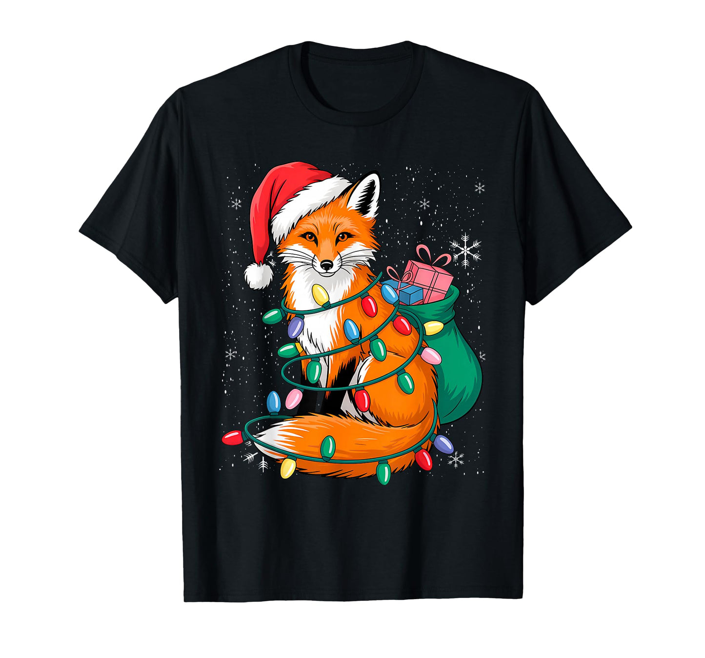 Lover Xmas Lighting Santa Fox Christmas T-Shirt