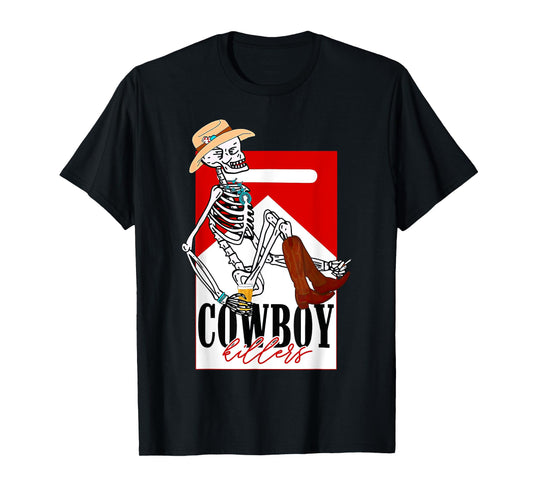 Kille-rs Vintage Cowboy Western Skeleton Funny Men Women T-Shirt