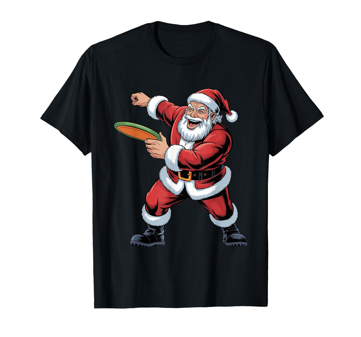 Santa Playing Disc Golf Funny Holiday Christmas Xmas Pajama T-Shirt