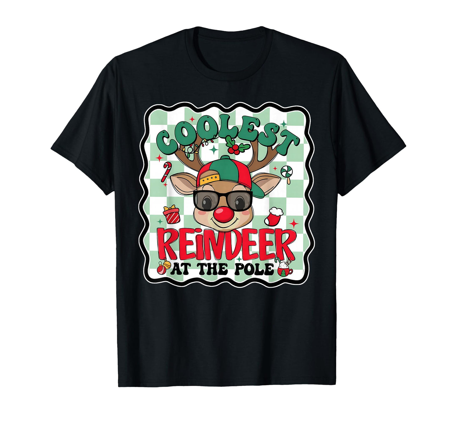 Coolest Reindeer at The Pole Funny Christmas Matching T-Shirt