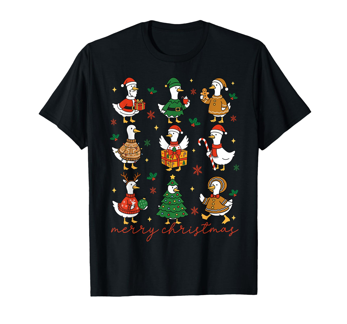 Retro Silly Goose Santa Cute Merry Christmas Men Women Kids T-Shirt