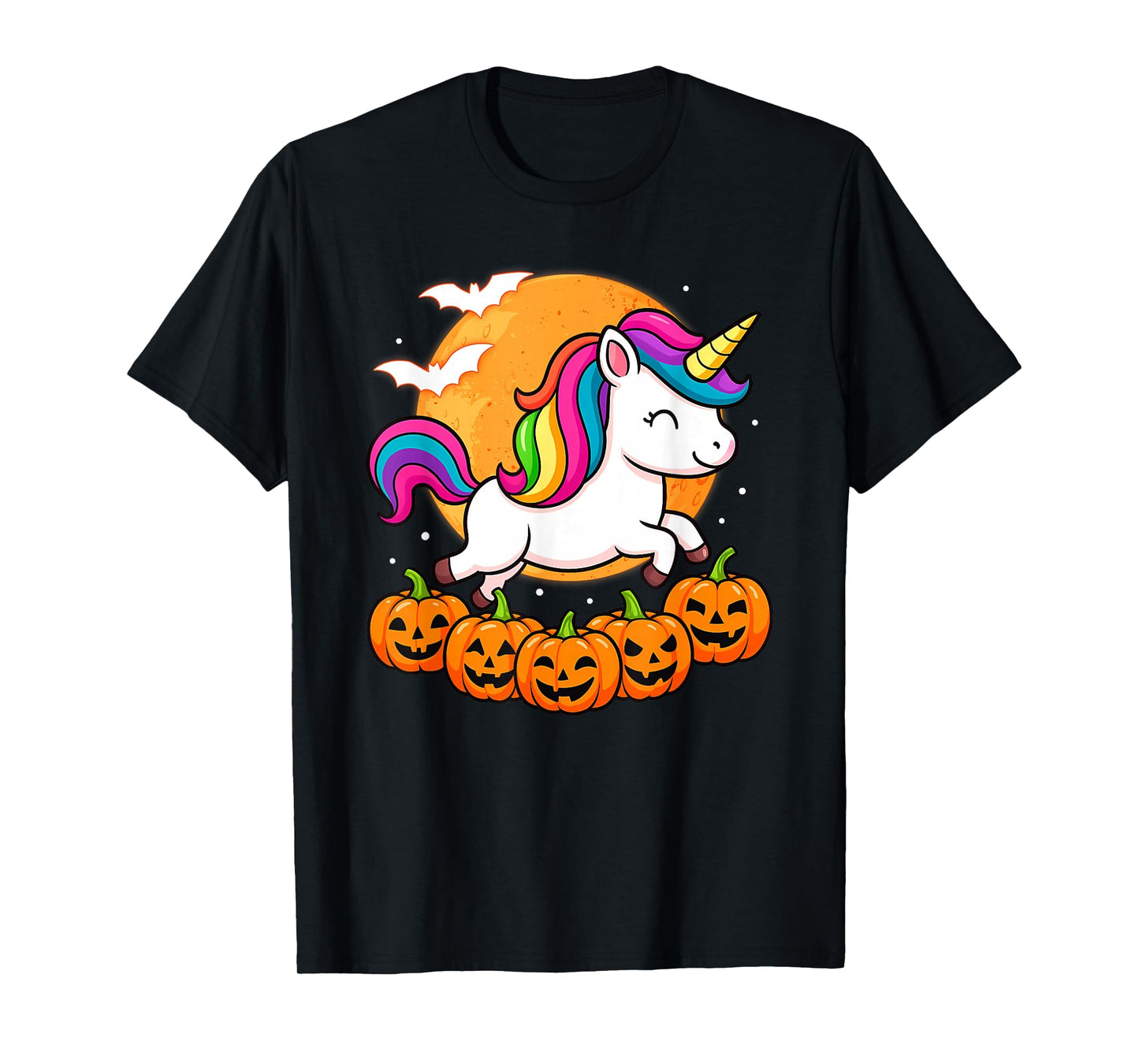 Cute Halloween Unicorn Witch Pumpkin Girls Women Kids T-Shirt