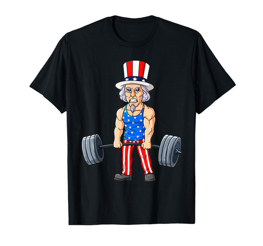 4th Of July Uncle Sam Weightlifting Funny Deadlift Fitness T-Shirt
