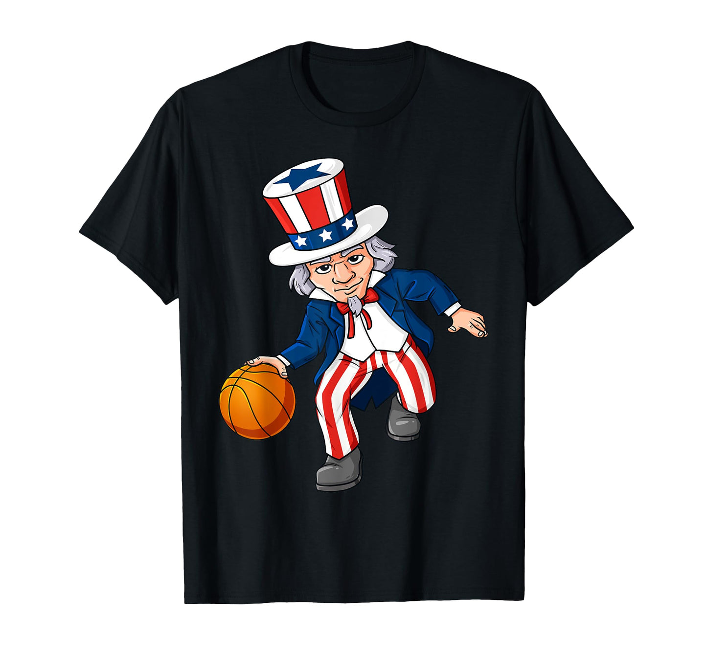 Basketball Uncle Sam 4th Of July Boys Kids Teens Dribble T-Shirt