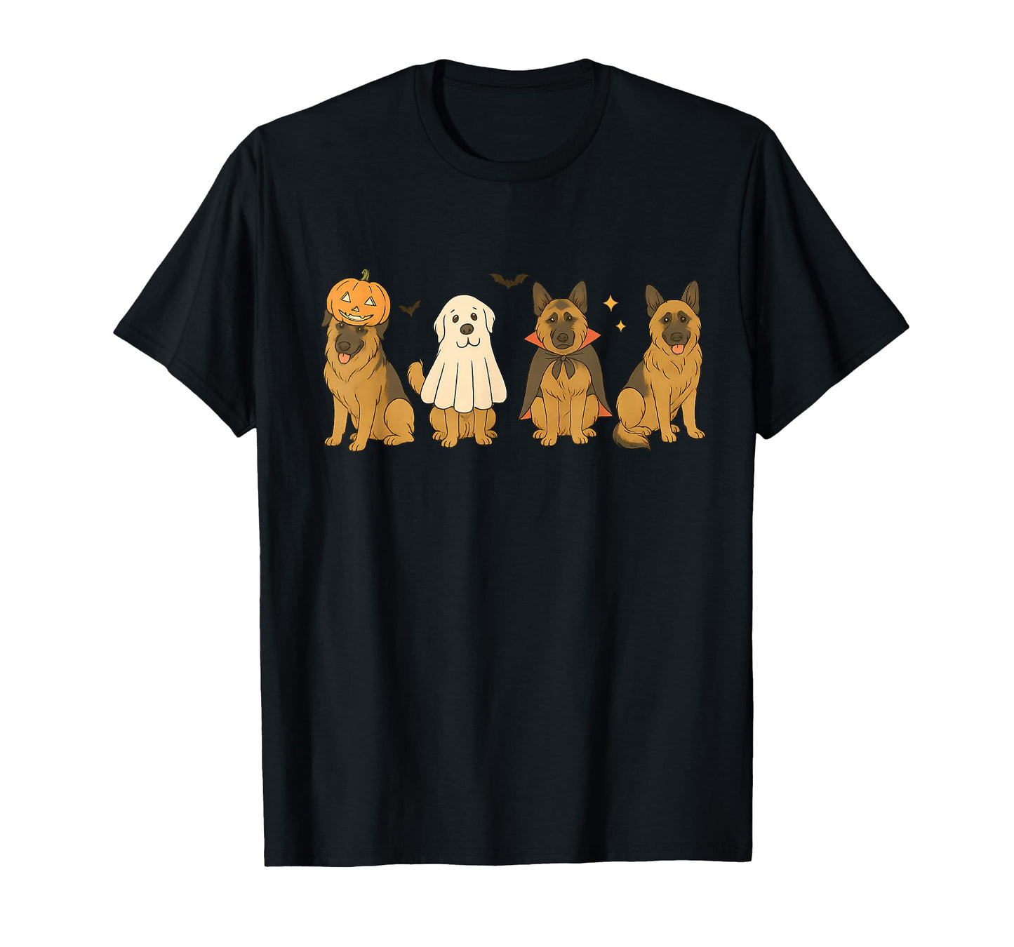Retro Germand Shepherd Witch Scary Halloween Pumpkin T-Shirt