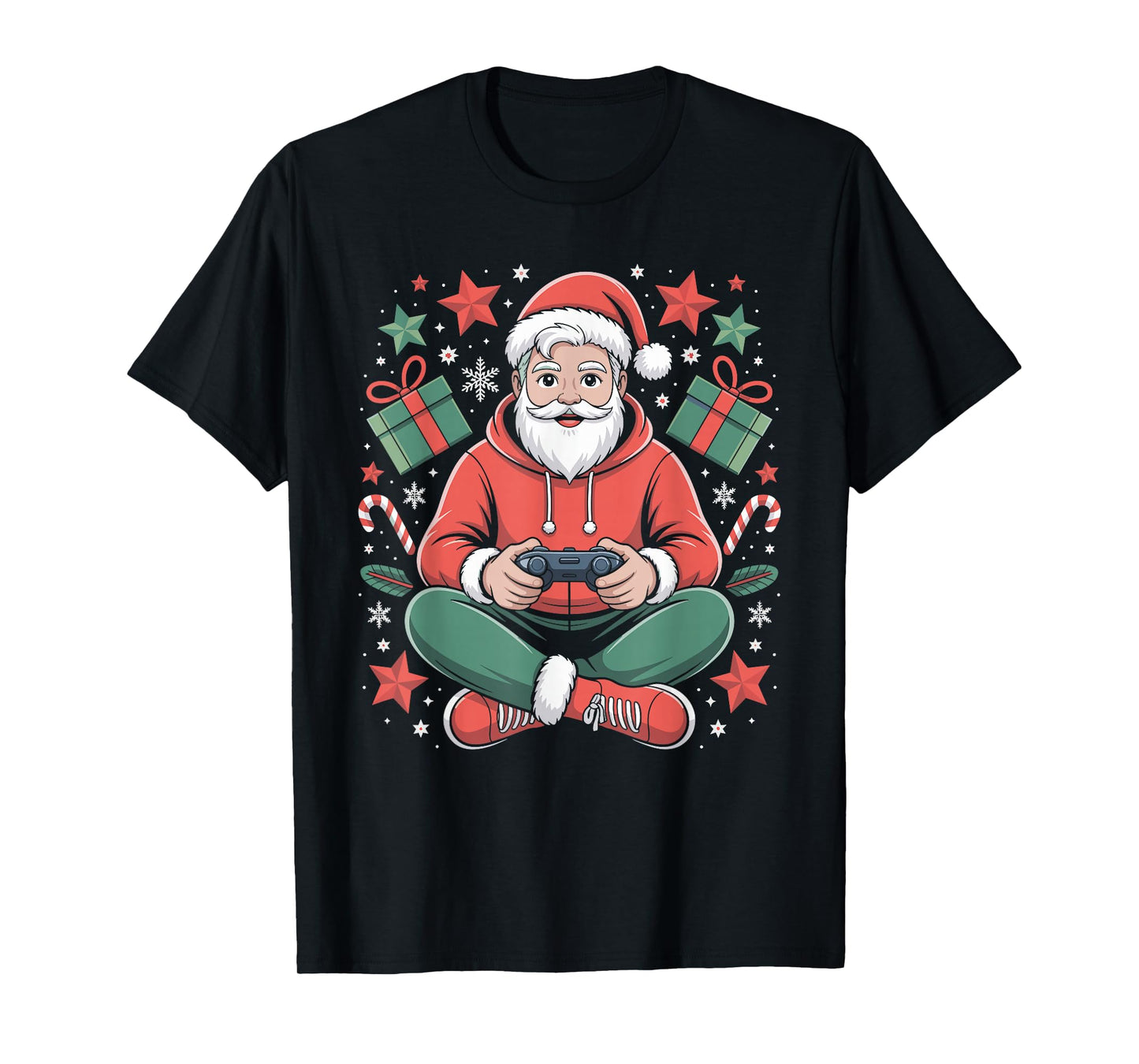 Santa Claus Gamer Christmas Holiday Video Games Gaming Xmas T-Shirt