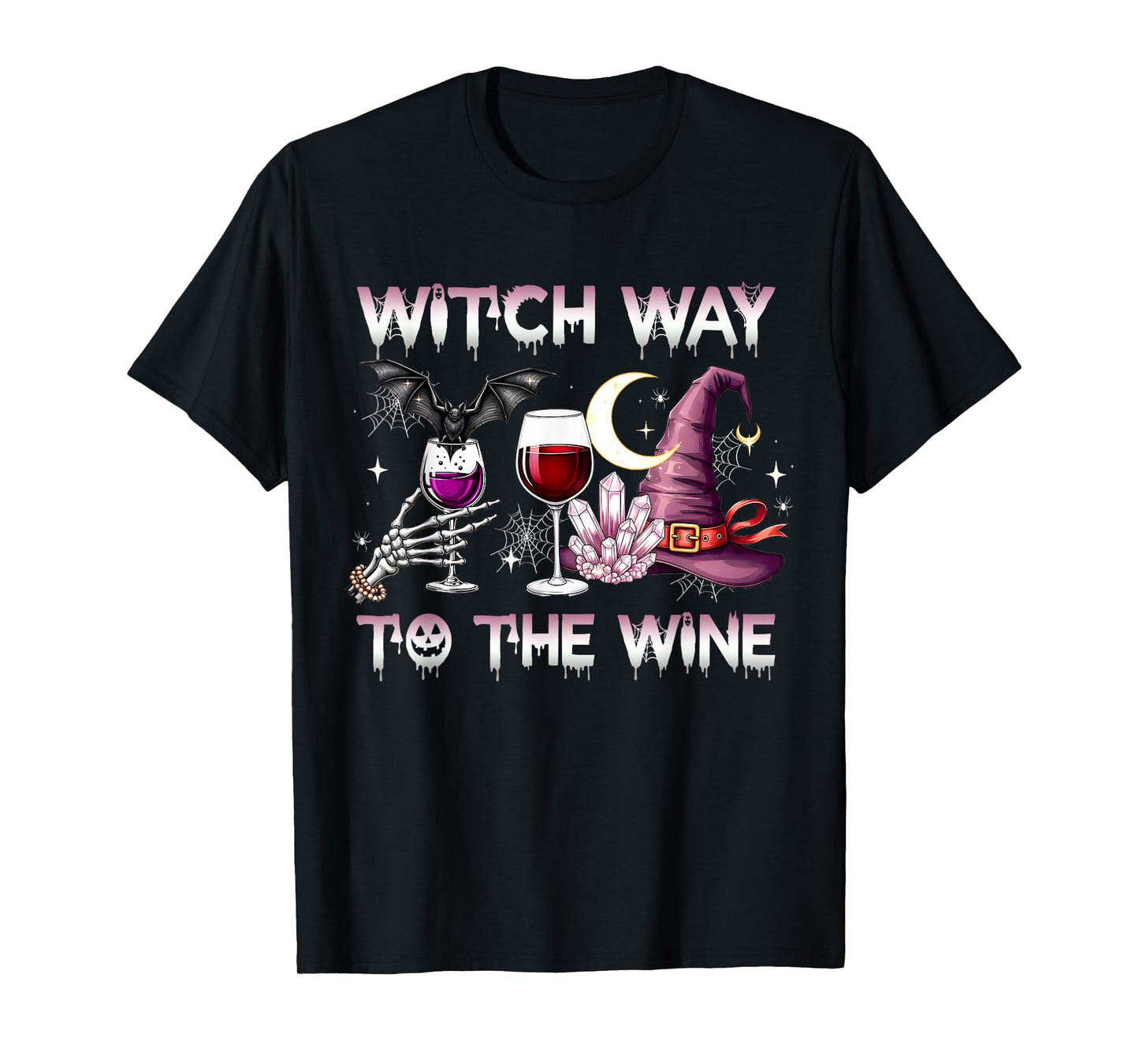 Witch Way to The Wine Funny Halloween Wine Lover T-Shirt