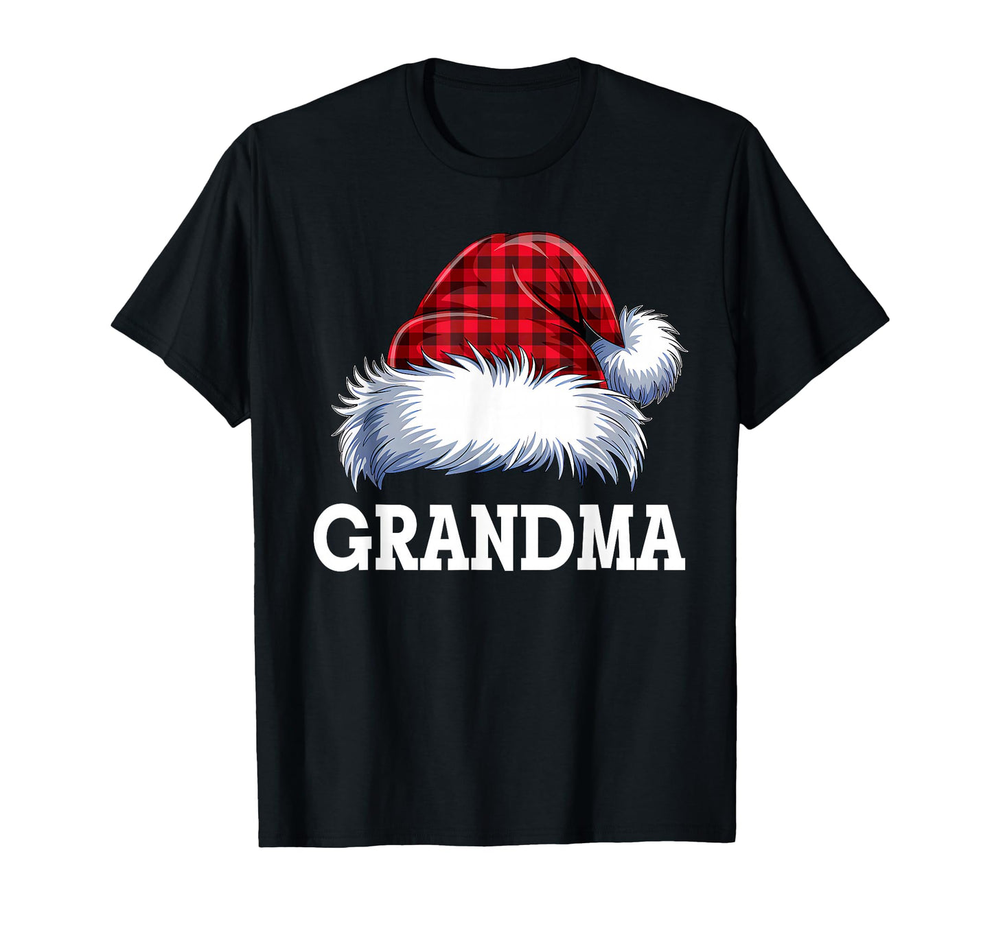 Grandma Santa Red Plaid Christmas Family Matching Pajamas T-Shirt
