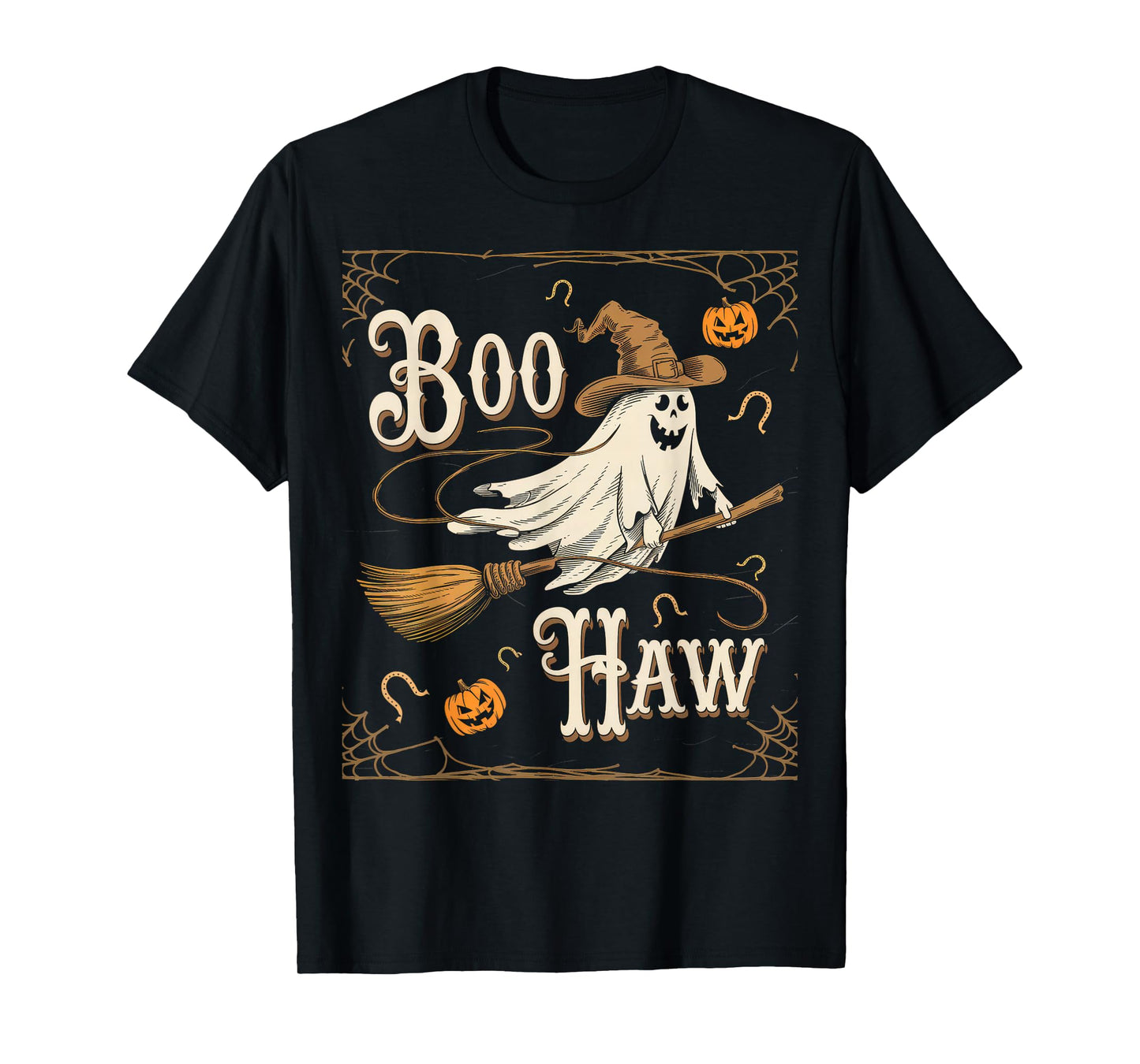 Halloween Costume Boo Haw Witch Skeleton Scary Rodeo Western T-Shirt