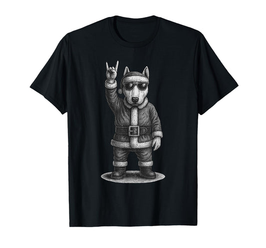 English Bull Terrier Rock Music Christmas Dog Lover T-Shirt