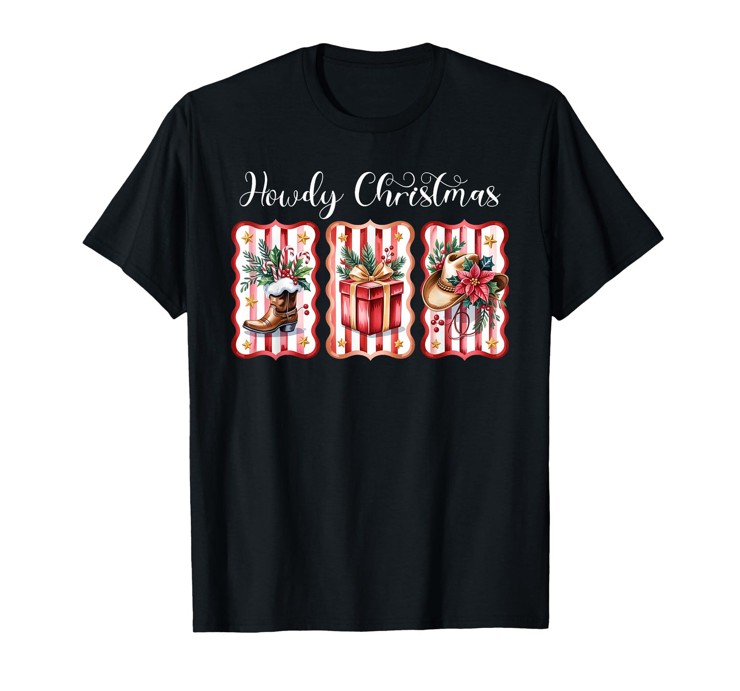 Howdy Christmas Western Coquette Bow Cowboy Cowgirl Santa T-Shirt