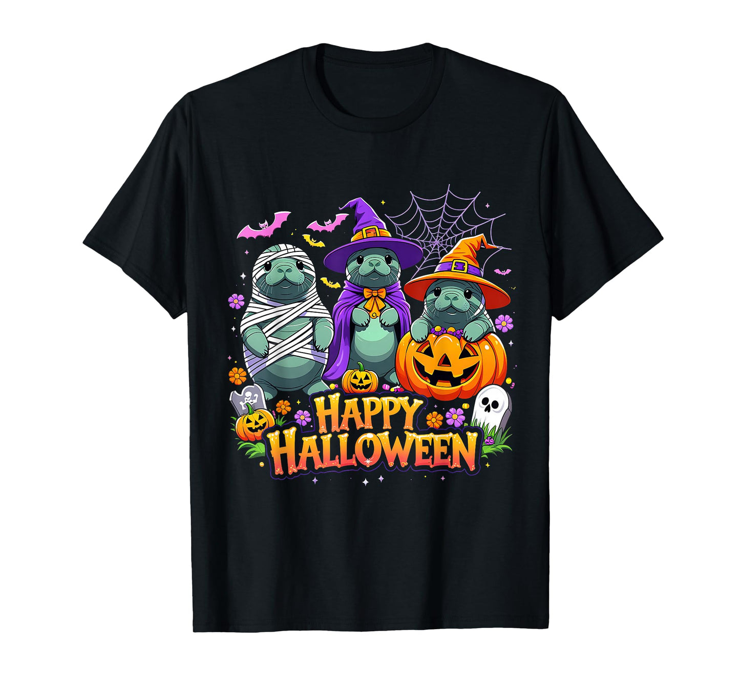 Happy Halloween Cute Manatee Spooky Costume T-Shirt