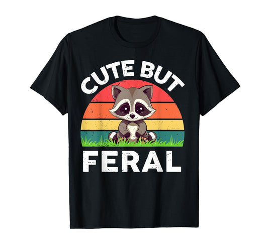 Cute But Feral Raccoon Toddler Boy Funny Raccoon Meme T-Shirt