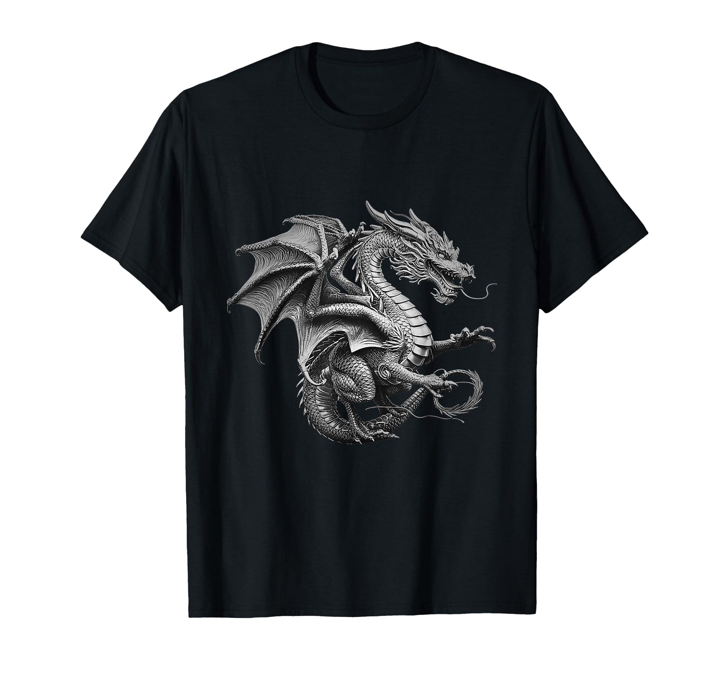 Vintage Dragon Art Silver Dragon Design T-Shirt