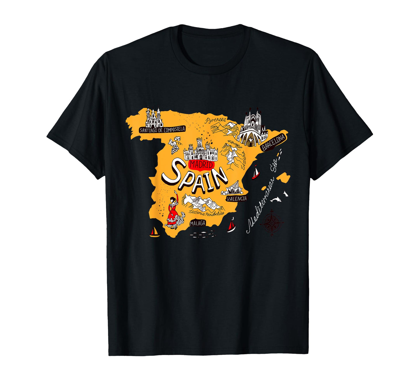 I Love Spain Culture Tee Shirt, Vintage Spain Graphic Design T-Shirt