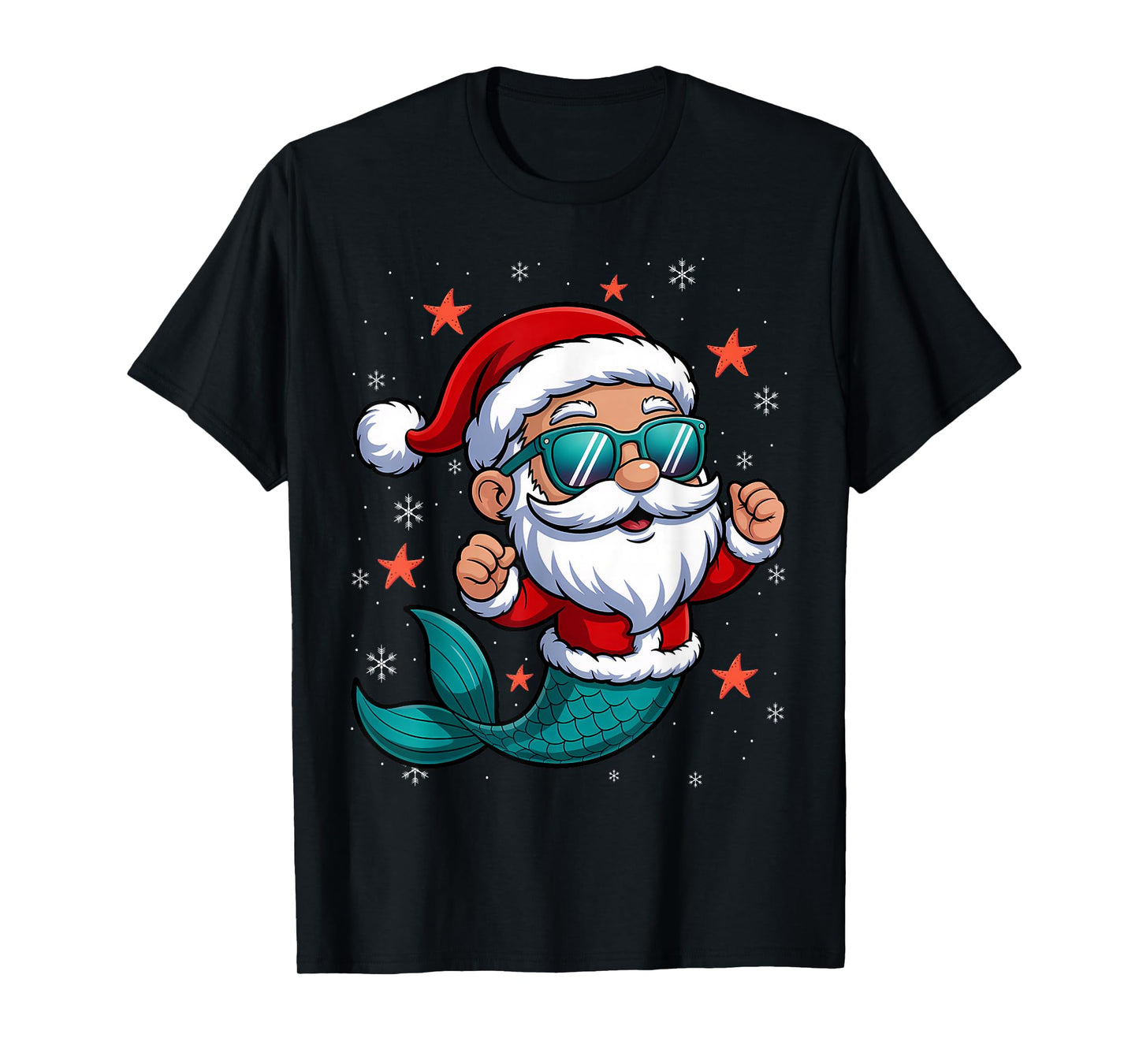 Funny Mermaid Santa Christmas Holiday T-Shirt