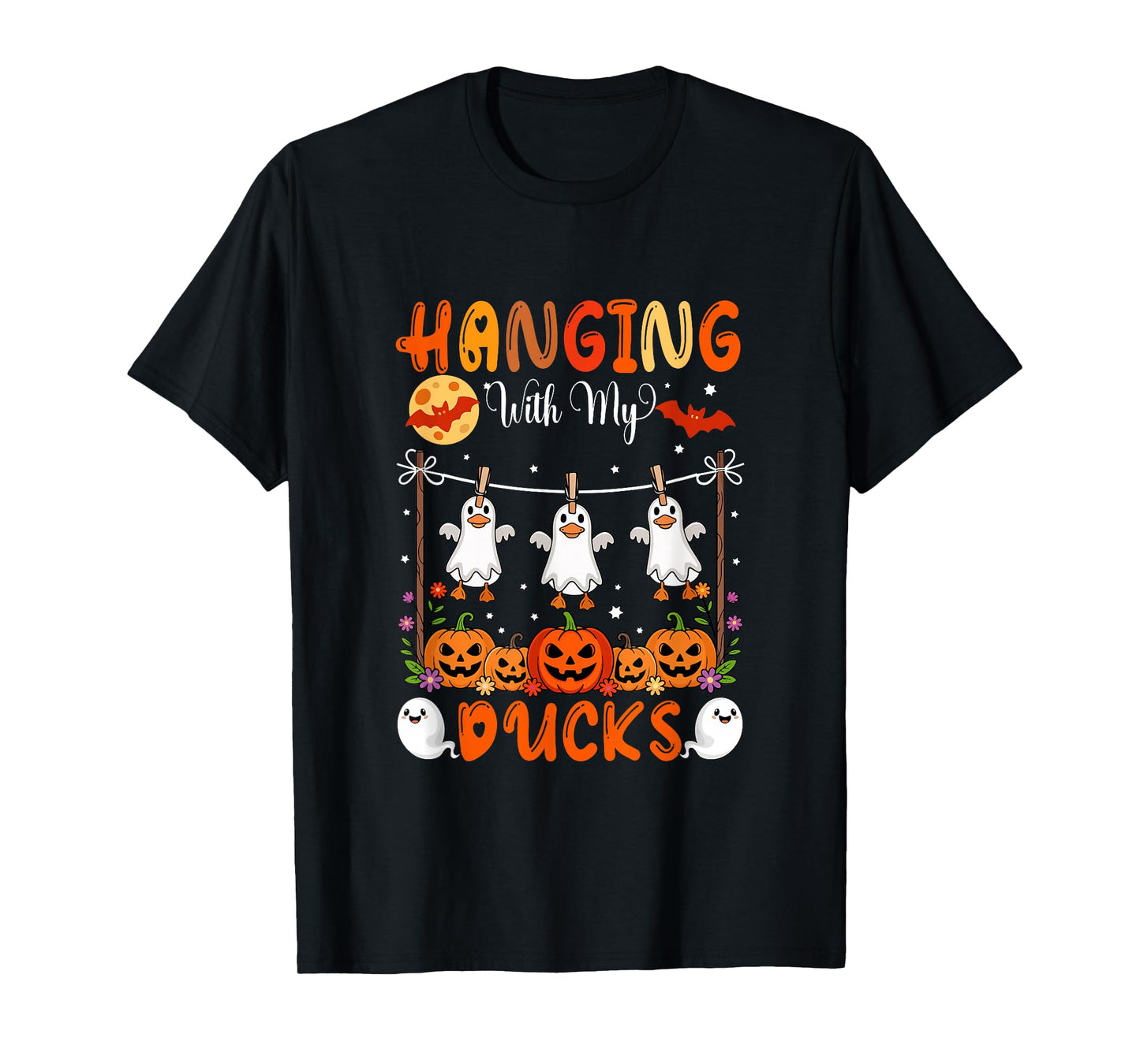 Hanging with My Ducks As Boo Carved Pumpkins Halloween T-Shirt