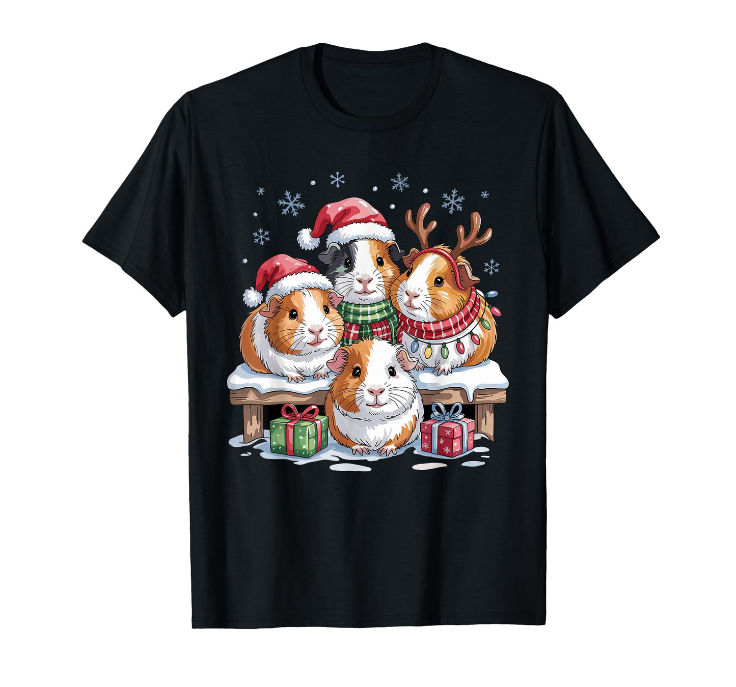 Guinea Pig Christmas Cute Pet Lovers Funny Holiday Pajamas T-Shirt