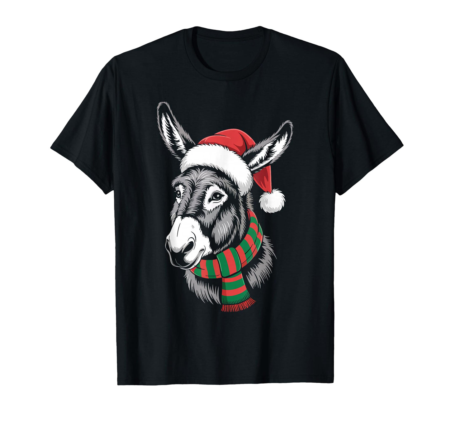 Donkey Xmas Santa Hat Scarf Christmas Costume T-Shirt
