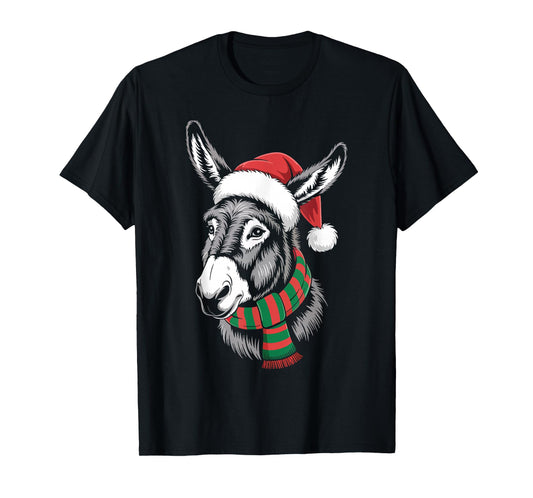 Donkey Xmas Santa Hat Scarf Christmas Costume T-Shirt