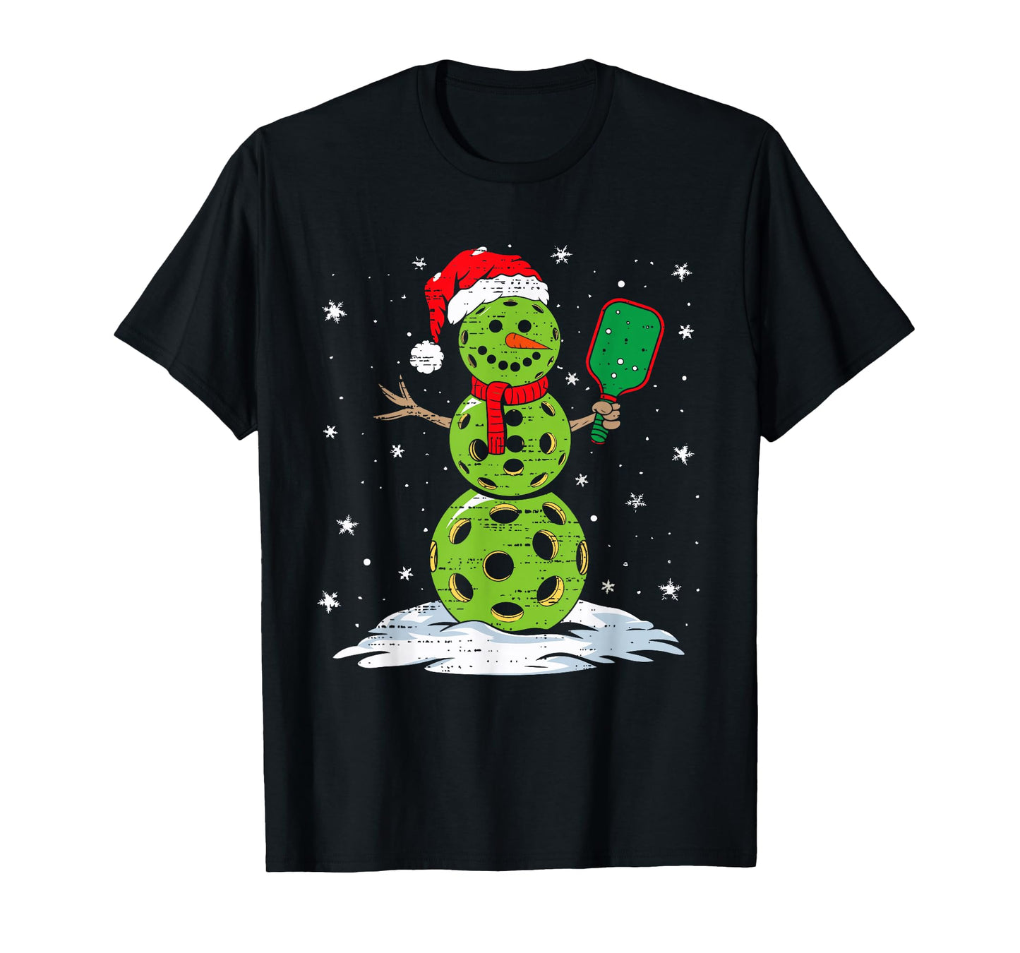 Christmas Pickleball Snowman Xmas Santa Hat Mens Womens Kids T-Shirt