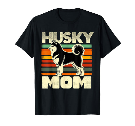 Retro Husky Mom Dog Mother Pet Siberian Huskies Mama T-Shirt