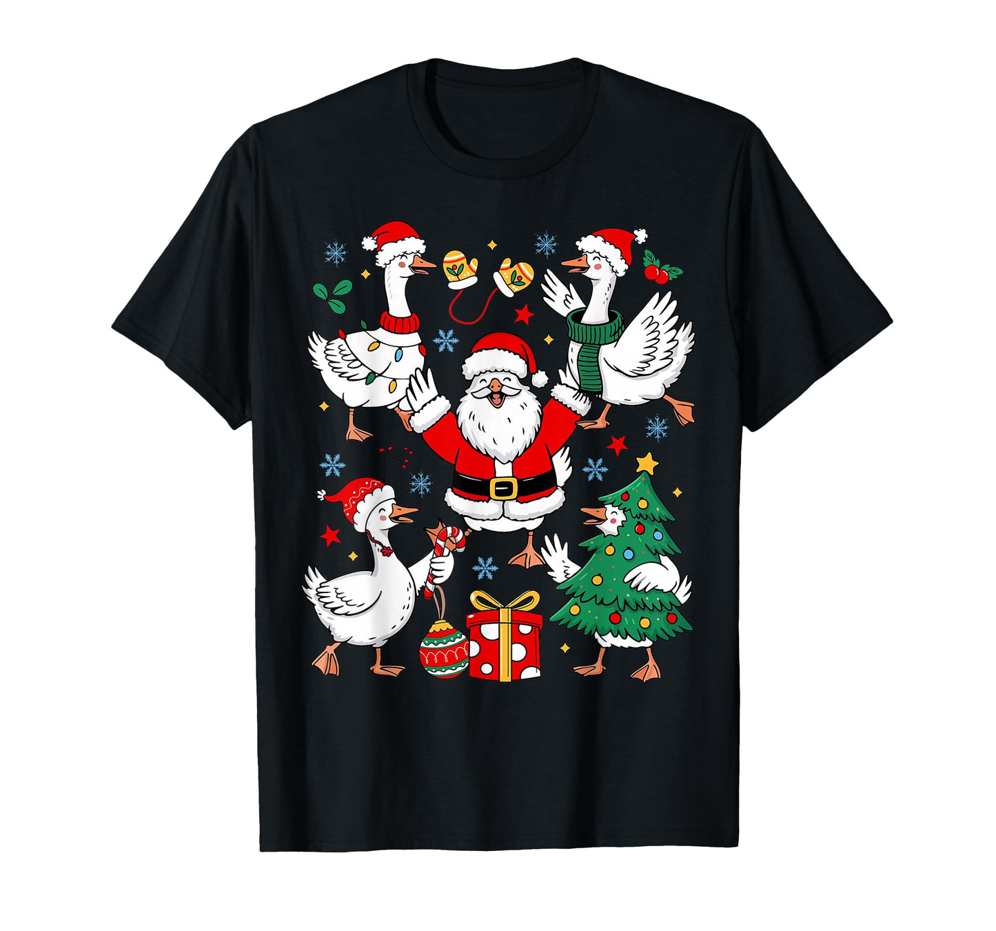 Retro Christmas Goose Santa Funny Mens Womans Kids T-Shirt