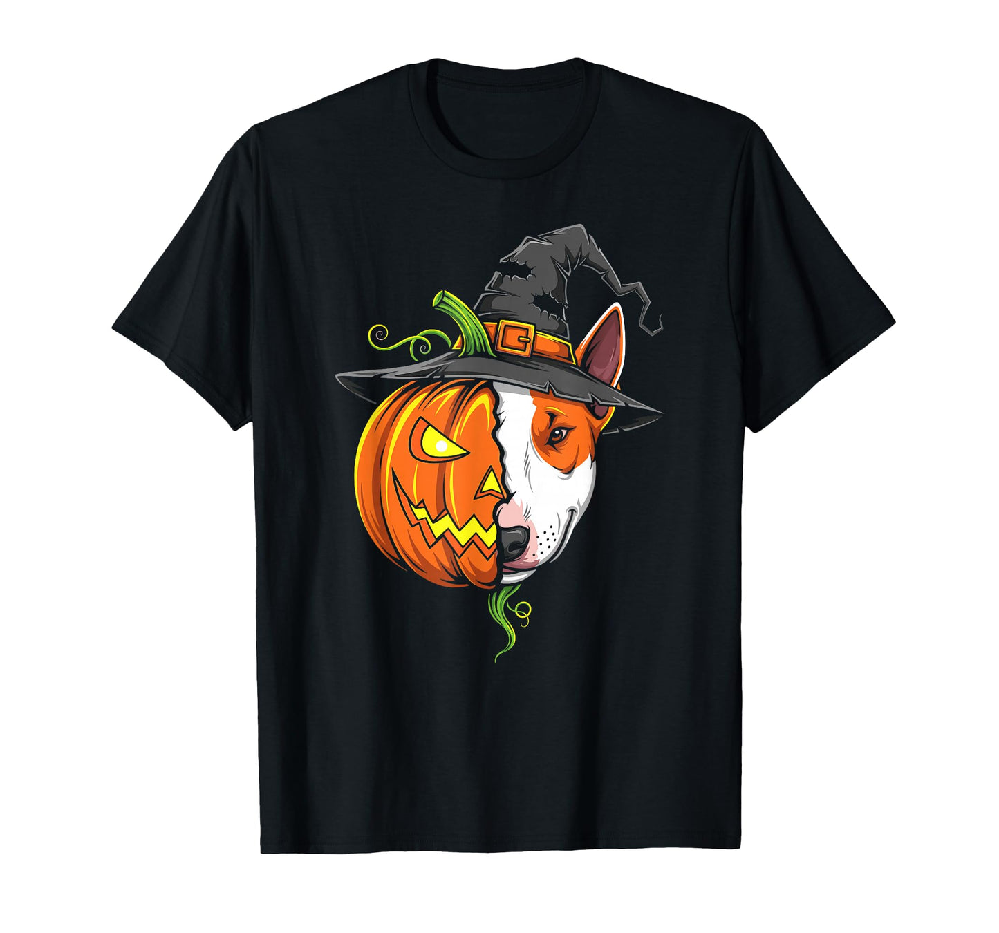 Bull Terrier Pumpkin Jack O Lantern Halloween Mens Womens T-Shirt