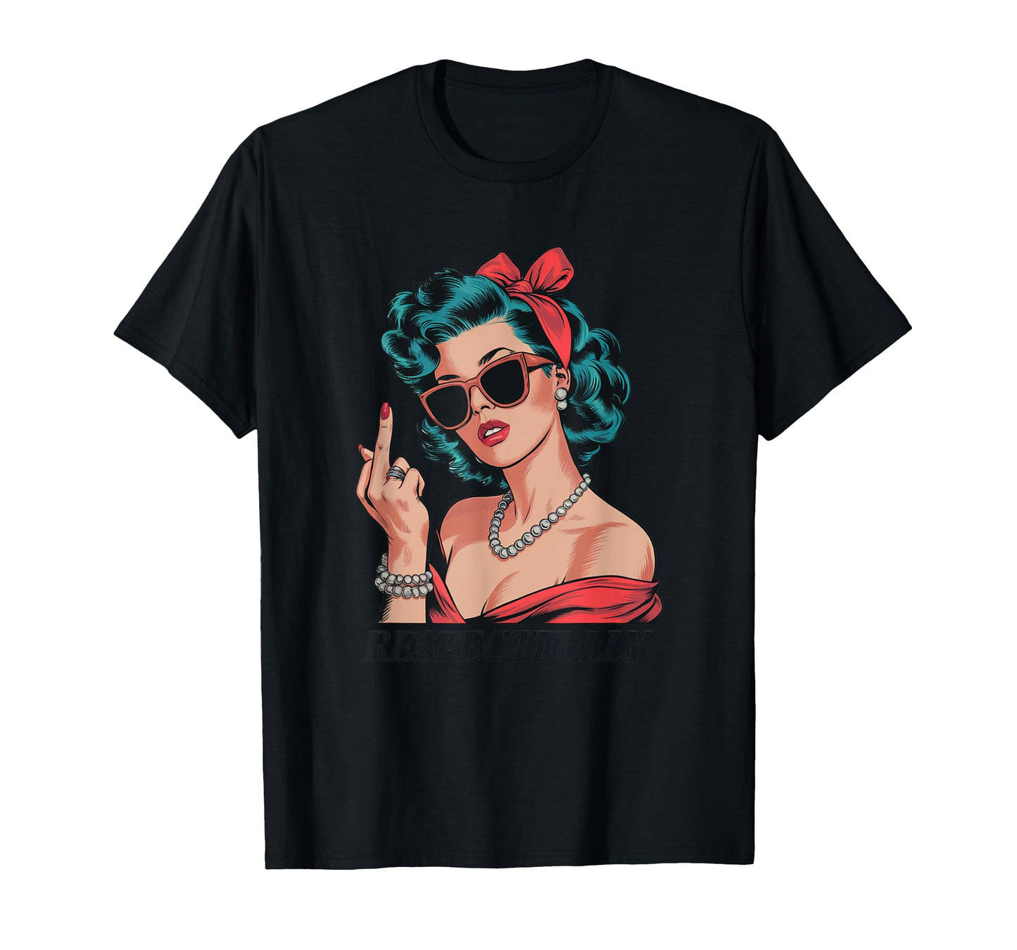 Pinup Girl Saying No Retro Sass Funny Attitude Design T-Shirt