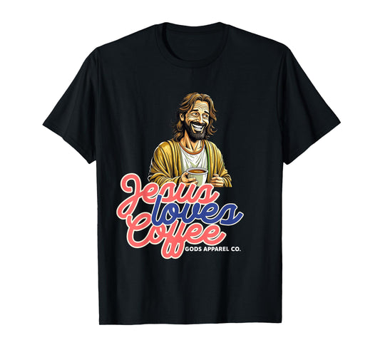 Laughing Jesus with a Coffee Mug Christian Coffee Lover T-Shirt
