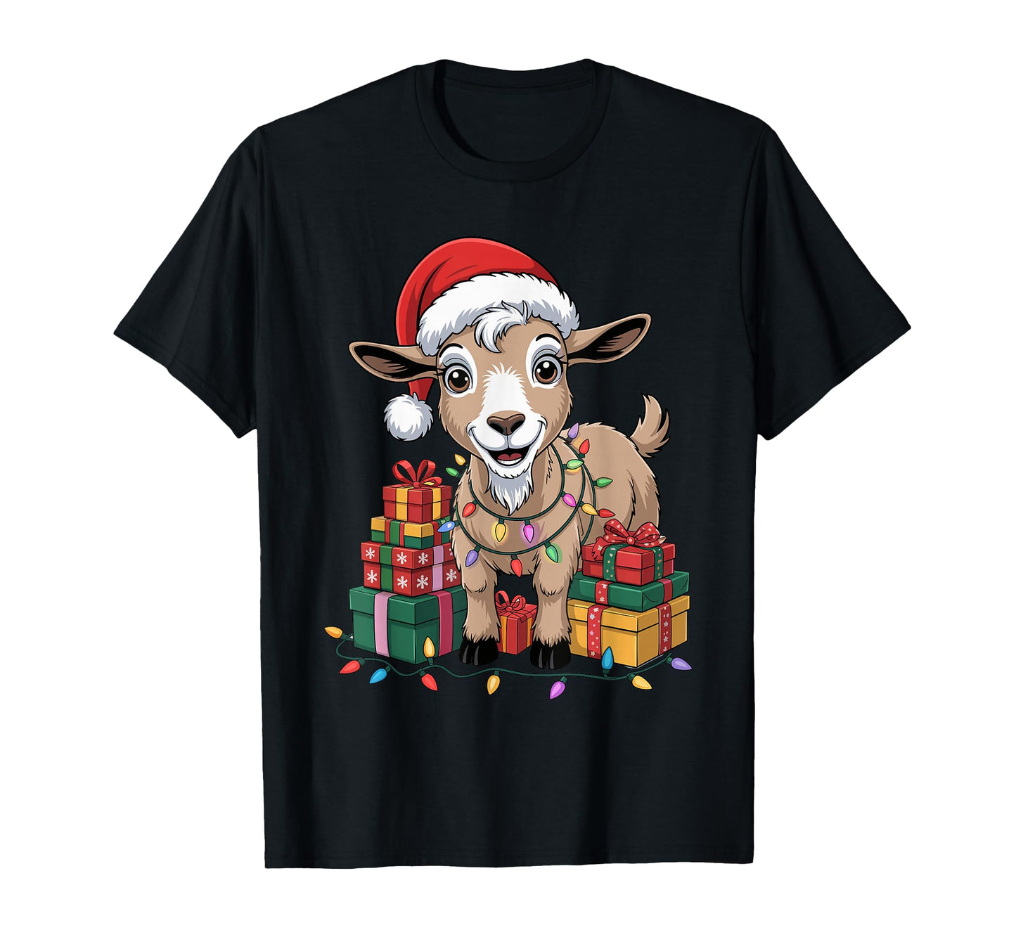 Goat Santa Hat Christmas Design Funny Farm Animal Lovers T-Shirt